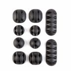 Vezeték rögzítő szett - öntapadós - fekete - 10 db / csomag Vezeték rögzítő szett - öntapadós - fekete - 10 db / csomag