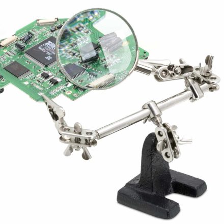 Paneltartó nagyítóval és krokodilcsipeszekkel Paneltartó nagyítóval és krokodilcsipeszekkel