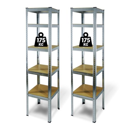 Fémpolc állvány - 5 szintes - fém - max. 175 kg - 180 x 40 x 40 cm - 2 db / csomag Fémpolc állvány - 5 szintes - fém - max. 175 kg - 180 x 40 x 40 cm - 2 db / csomag