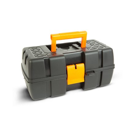 Kinyitható tálcás szerszámostáska - dupla tálcás - műanyag - 31 x 18 x 14 cm