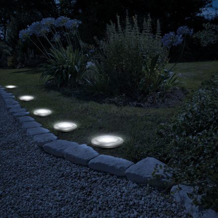 LED-es leszúrható szolár lámpa - kör alakú - középfehér - 12 cm LED-es leszúrható szolár lámpa - kör alakú - középfehér - 12 cm
