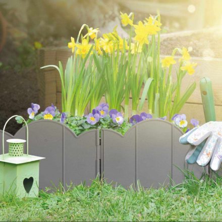 Virágágyás szegély / kerítés - 20 x 17,5 cm - szürke - 12 db / csomag Virágágyás szegély / kerítés - 20 x 17,5 cm - szürke - 12 db / csomag