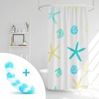   Zuhanyfüggöny szett fürdőpamaccsal - 3 féle - kék, zöld mintás - 180 x 180 cm