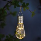   Felakasztható szolár lámpa - izzó - 4 melegfehér LED - 4,7 x 11 cm