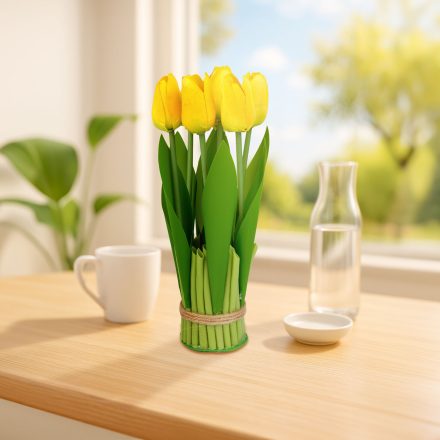 Műnövény dekoráció - tulipán - sárga - 26 x 6,5 cm