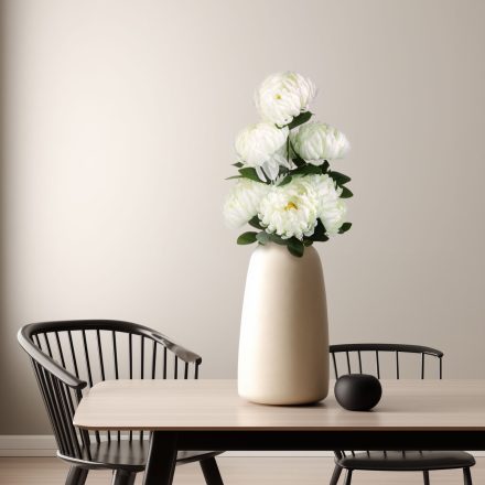 Műnövény dekoráció - krizantém - fehér - 12 x 58 cm