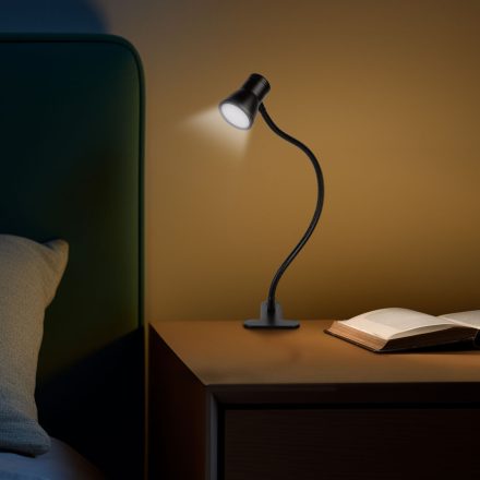Flexibilis asztali lámpa - csipeszes - USB - állítható fényerő és színhőmérséklet - LED - fém