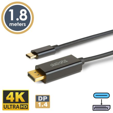 Type-C - DisplayPort kábel - 1.4 - 4K - 1,8 m