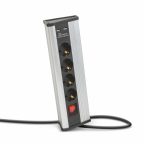   Sarokelosztó - kapcsolós - 4 x 250V, 16A - 2 x USB, 2,1A - alumínium ház