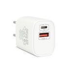   Hálózati Adapter USB + Type-C PD20W gyorstöltéssel - fehér