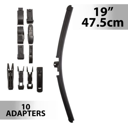 Ablaktörlő 19"/47,5 cm - 10 db adapterrel