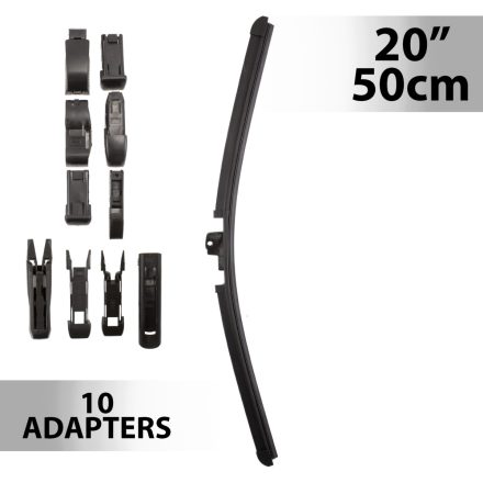 Ablaktörlő 20"/50 cm - 10 db adapterrel