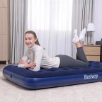  Felfújható matrac - egyszemélyes, velúr - kék - 188 x 99 x 22 cm