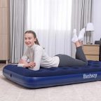   Felfújható matrac - egyszemélyes, velúr - kék - 188 x 99 x 22 cm