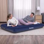   Felfújható matrac - egyszemélyes, velúr - kék - 191 x 137 x 22 cm