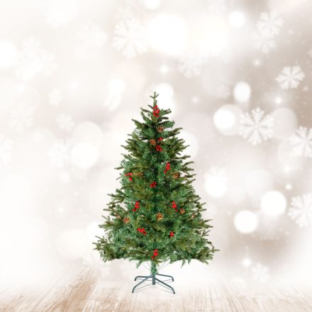 Műfenyő - 120 cm - PE / PVC - piros bogyóval Műfenyő - 120 cm - PE / PVC - piros bogyóval