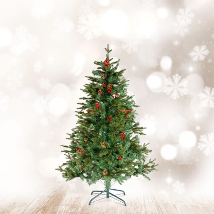 Műfenyő - 150 cm - PE / PVC - piros bogyóval Műfenyő - 150 cm - PE / PVC - piros bogyóval