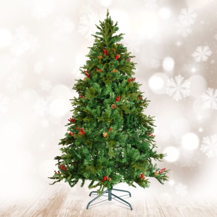 Műfenyő - 210 cm - PE / PVC - piros bogyóval Műfenyő - 210 cm - PE / PVC - piros bogyóval