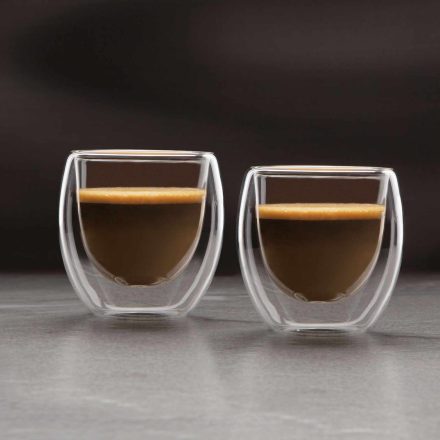 Duplafalú üveg csésze - 80 ml - 2 db / csomag
