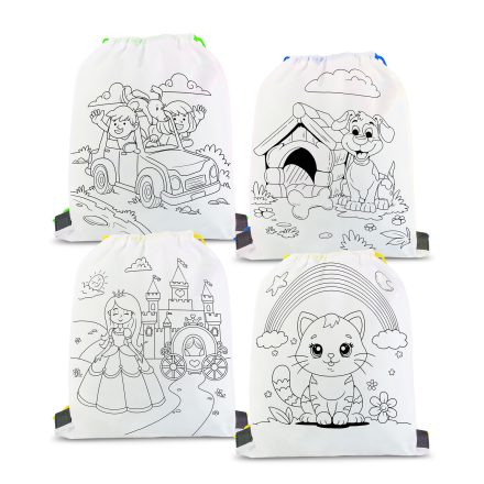 Színezhető tornazsák - 4 filccel - 33 x 27 cm - 4 féle Színezhető tornazsák - 4 filccel - 33 x 27 cm - 4 féle