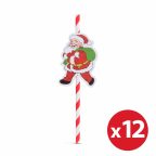 Papír szívószál - karácsony - 197 x 6 mm - 12 db / csomag Papír szívószál - karácsony - 197 x 6 mm - 12 db / csomag