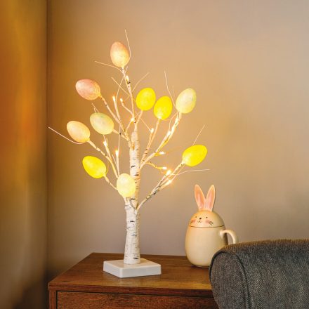 Húsvéti tojás fa dekoráció - 10 tojás, 24 LED - 50 cm - 3 x AA Húsvéti tojás fa dekoráció - 10 tojás, 24 LED - 50 cm - 3 x AA
