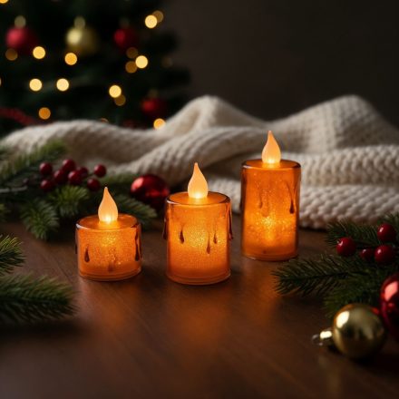 LED-es gyertya szett - melegfehér - műanyag - 3 db / szett LED-es gyertya szett - melegfehér - műanyag - 3 db / szett