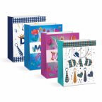   Ajándéktasak - papír - 265 x 127 x 330 mm - 4 féle / csomag - 12 db / csomag