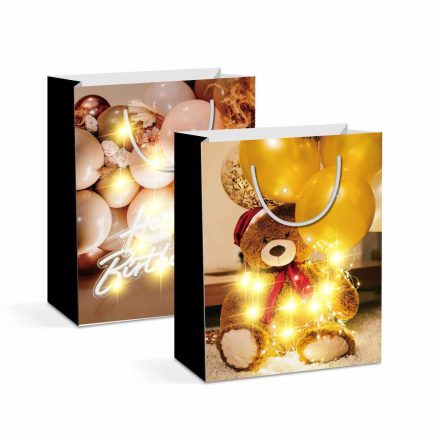 Ajándéktasak - 10 LED, papír - 265 x 127 x 330 mm - 2 féle / csomag Ajándéktasak - 10 LED, papír - 265 x 127 x 330 mm - 2 féle / csomag
