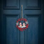 Karácsonyi dekoráció - fa, piros hóember - 10 cm