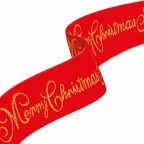   Karácsonyi szalag - piros - "Merry Christmas" - 60 x 8 cm