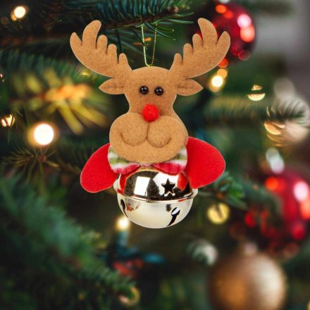 Karácsonyfadísz - Rénszarvas csengettyűvel - 11 x 10 cm Karácsonyfadísz - Rénszarvas csengettyűvel - 11 x 10 cm