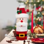   Karácsonyi italos üveg dekor - 3D mikulás - poliészter - 27 x 12 cm