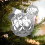 Karácsonyfadísz szett - gömbdísz - ezüst - 6 db / csomag Karácsonyfadísz szett - gömbdísz - ezüst - 6 db / csomag