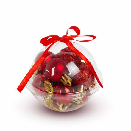 Karácsonyfadísz szett - piros - 3 cm - 12 db / szett Karácsonyfadísz szett - piros - 3 cm - 12 db / szett