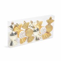   Karácsonyfadísz szett - arany cukor - 10 x 3,6 cm - 6 db / szett