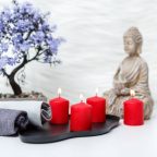 Gyertya szett - piros, illatmentes - 4 x 45 g