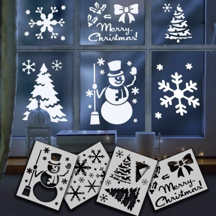 Karácsonyi ablakdekor sablon - 28 x 20,5 cm - 4 féle / csomag Karácsonyi ablakdekor sablon - 28 x 20,5 cm - 4 féle / csomag