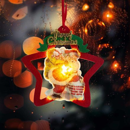 LED-es ablakdekor - melegfehér LED - csillag, mikulás - tapadókorongos LED-es ablakdekor - melegfehér LED - csillag, mikulás - tapadókorongos