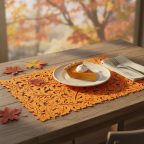   Őszi dekoráció - alátét - filc, narancssárga - 44,5 x 28,5 cm