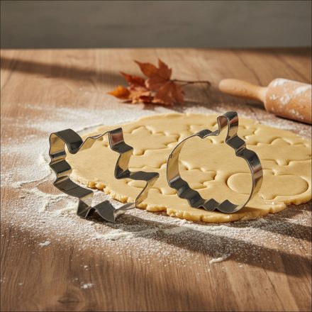 Sütikiszúró szett - levél és tök - fém - 8 cm - 2 db / szett Sütikiszúró szett - levél és tök - fém - 8 cm - 2 db / szett