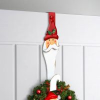   Karácsonyi kopogtató, ajtódísz tartó - fém - mikulás - 38 cm