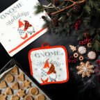 Karácsonyi kendő és edényfogó szett - manós