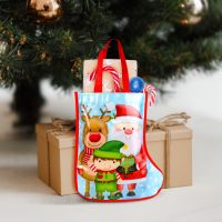 Karácsonyi ajándéktáska - csizma - 33 cm - kék