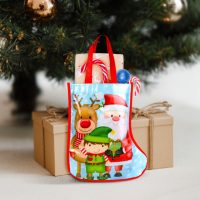 Karácsonyi ajándéktáska - csizma - 33 cm - kék