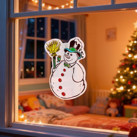 Karácsonyi ablakdekoráció - hóember - tapadókorongos - 30 x 29 cm