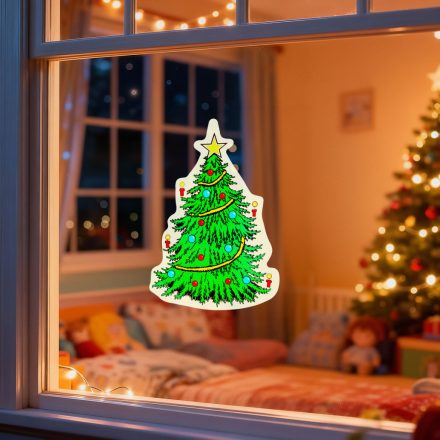 Karácsonyi ablakdekoráció - karácsonyfa - tapadókorongos - 30 x 29 cm