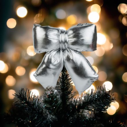 Masni dekoráció - csillogó ezüst - 21 x 19 cm