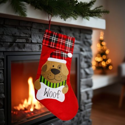Karácsonyi mikuláscsizma - kutya - piros - 42 x 24 cm Karácsonyi mikuláscsizma - kutya - piros - 42 x 24 cm