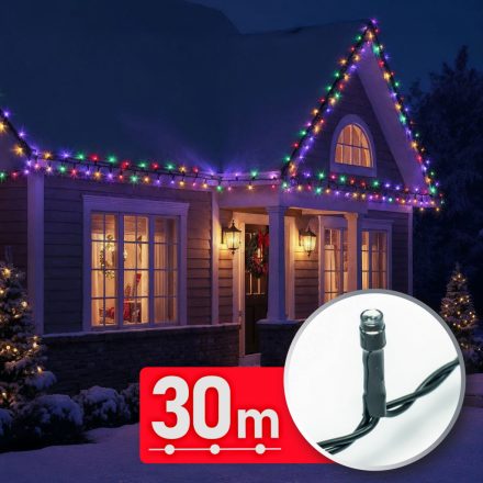 Fényfüzér - 30 m - színes - 600 LED - 220-240V - 6W - zöld kábel Fényfüzér - 30 m - színes - 600 LED - 220-240V - 6W - zöld kábel